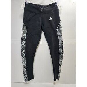 ADIDAS Womens Leggings Size Small Climawarm Black Colourblock Polyester